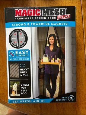 Magic Mesh Deluxe Hands-Free Screen Door - Black Open Box